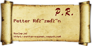 Petter Rézmán névjegykártya